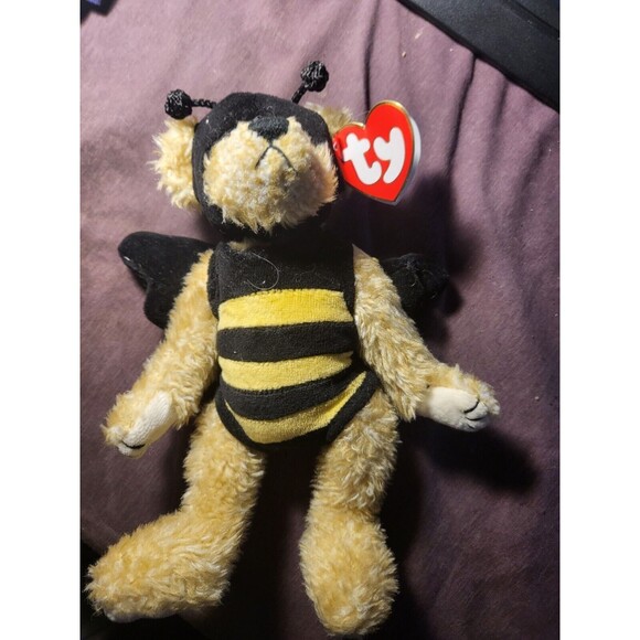 Ty Beezee Bee Teddy Bear Attic Treasures Poseable Jointed Plush With Tag Toy - Picture 4 of 4